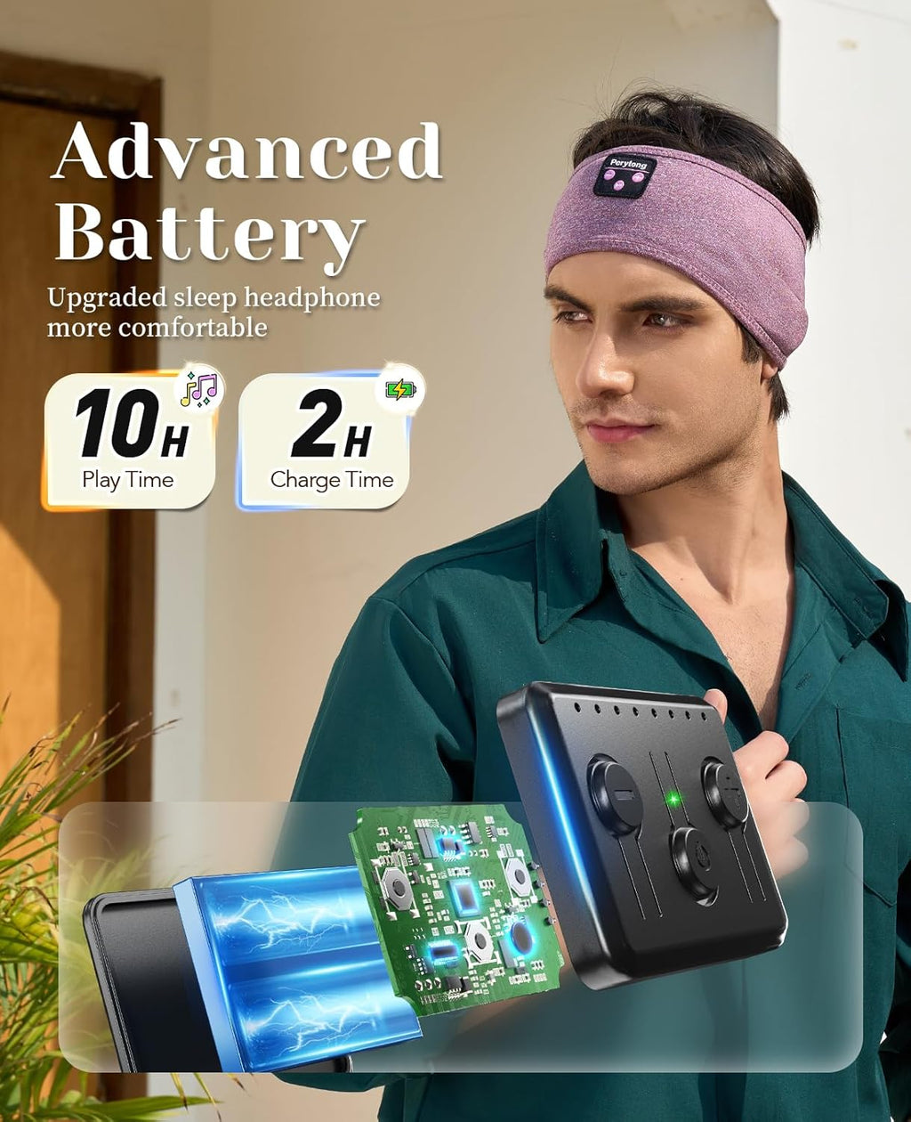 Sleep Headphones Wireless, Bluetooth Sports Headband Headphones with Ultra-Thin HD Stereo Speakers Perfect for Sleeping,Workout,Jogging,Yoga,Insomnia, Air Travel, Meditation (Purple)