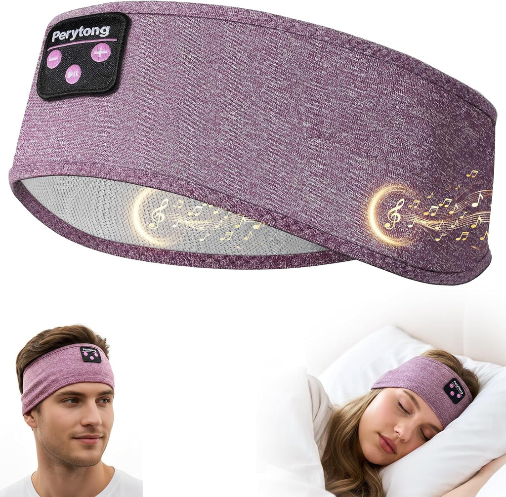 Sleep Headphones Wireless, Bluetooth Sports Headband Headphones with Ultra-Thin HD Stereo Speakers Perfect for Sleeping,Workout,Jogging,Yoga,Insomnia, Air Travel, Meditation (Purple)
