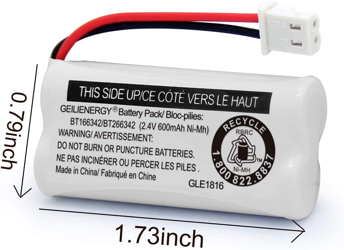 Replacement Battery BT166342 / BT266342 BT183342/BT283342 BT166342/BT266342 Compatible for Cordless Telephones CS6114 CS6419 CS6719 EL52300 Cl80111(Pack of 2)