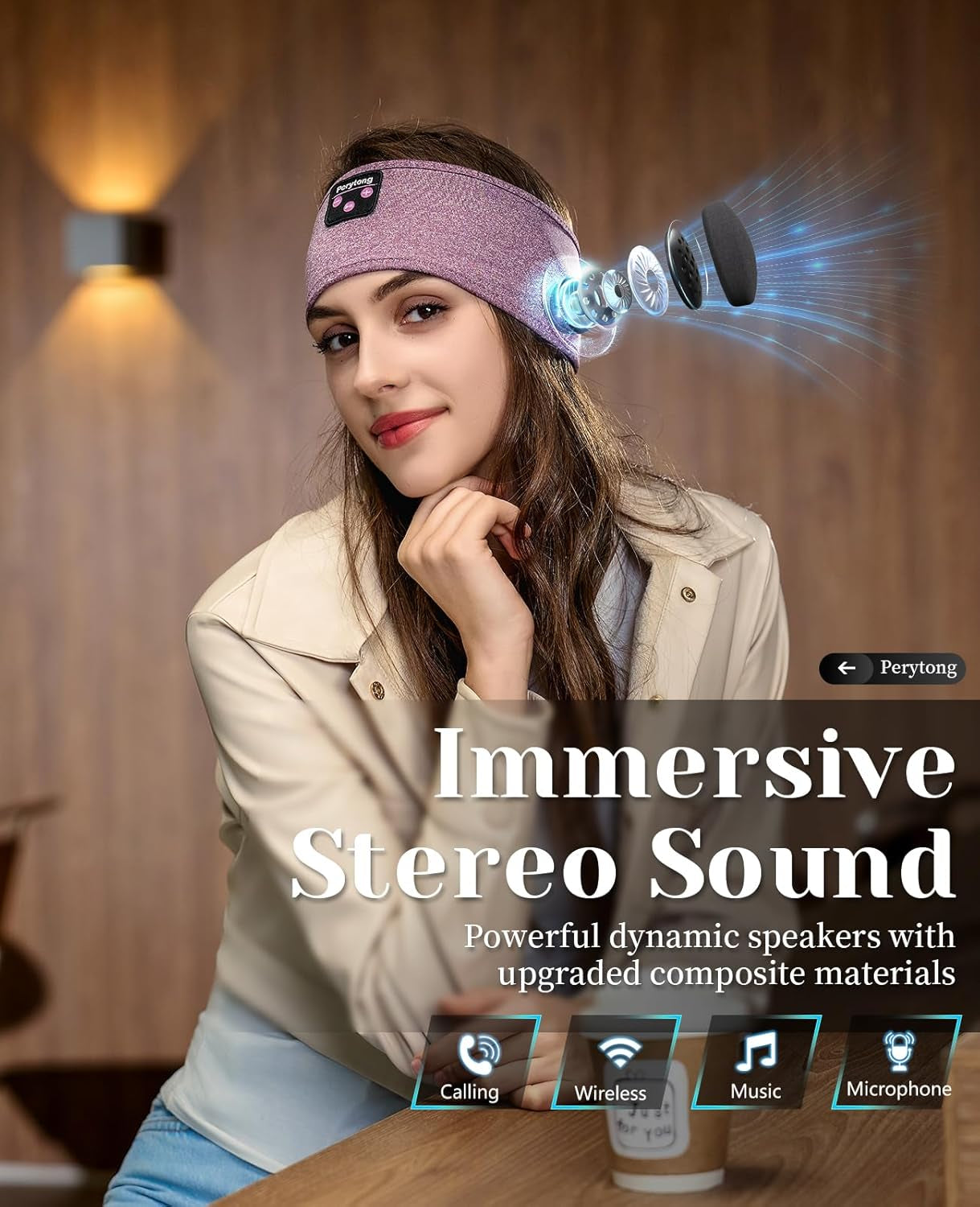 Sleep Headphones Wireless, Bluetooth Sports Headband Headphones with Ultra-Thin HD Stereo Speakers Perfect for Sleeping,Workout,Jogging,Yoga,Insomnia, Air Travel, Meditation (Purple)